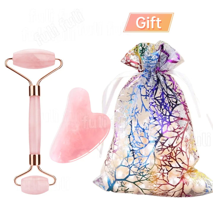 Gua Sha und Jade Roller aus Rosenquartz